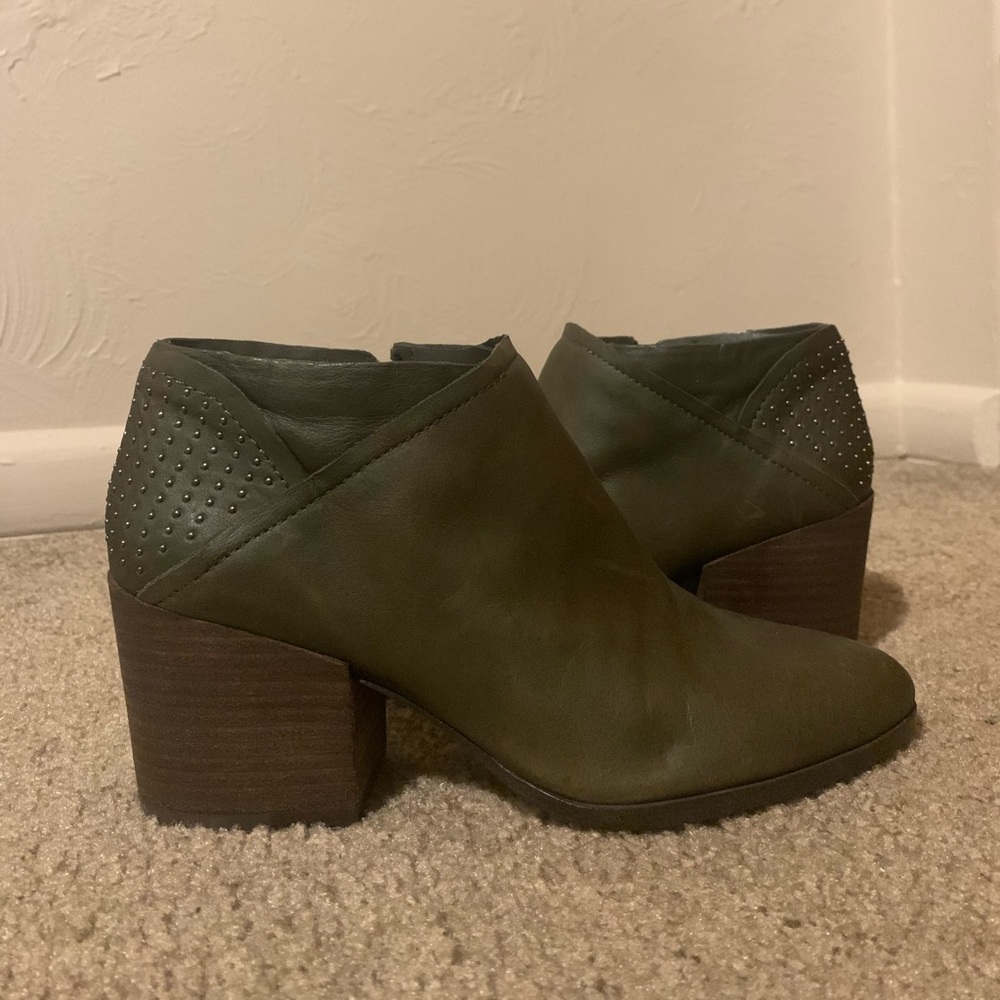 1 State Olive Green Studded Booties (size 8)